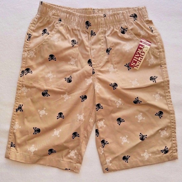 Open Trails Khaki Tan Boys Skulls Shorts S 5/6 - Picture 1 of 4
